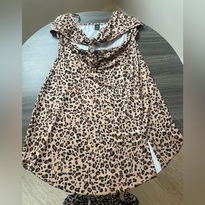 Cheetah print open chest dress with slit